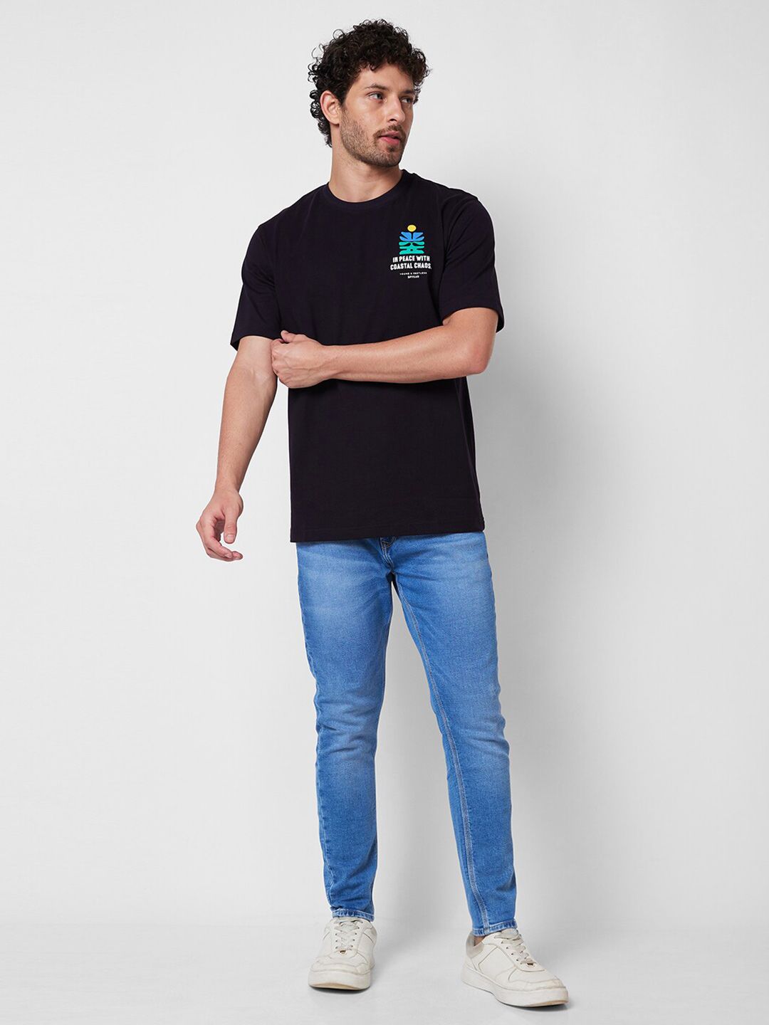 SPYKAR Typography Printed Round Neck Cotton Tshirt