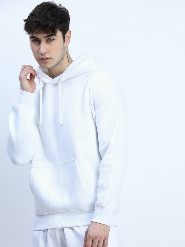 HIGHLANDER Men White Hooded Sweatshirt