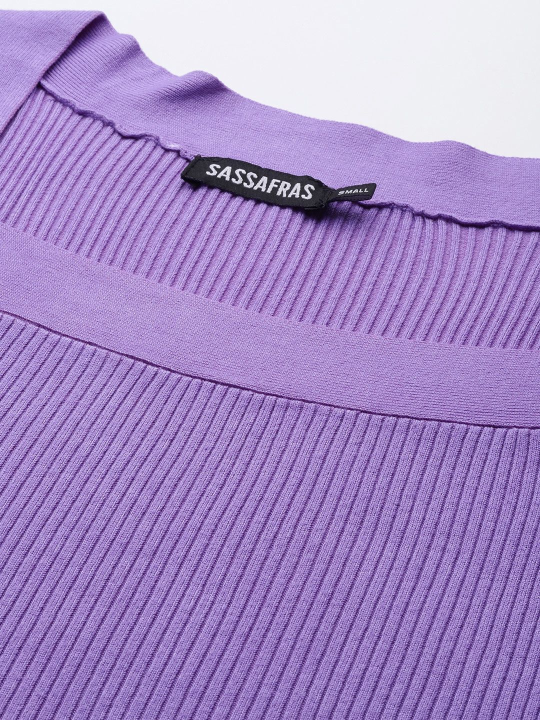 SASSAFRAS Women Lavender Self-Striped Pullover