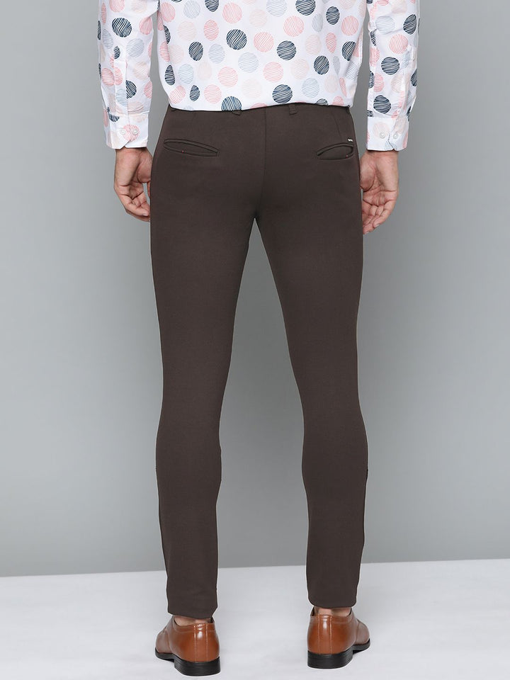 DENNISON Men Brown Smart Tapered Fit Easy Wash Chinos Trousers