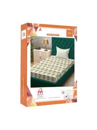 Myntra Elegant Homes Olive Green & White Floral 400 TC Single Bedsheet with 1 Pillow Covers