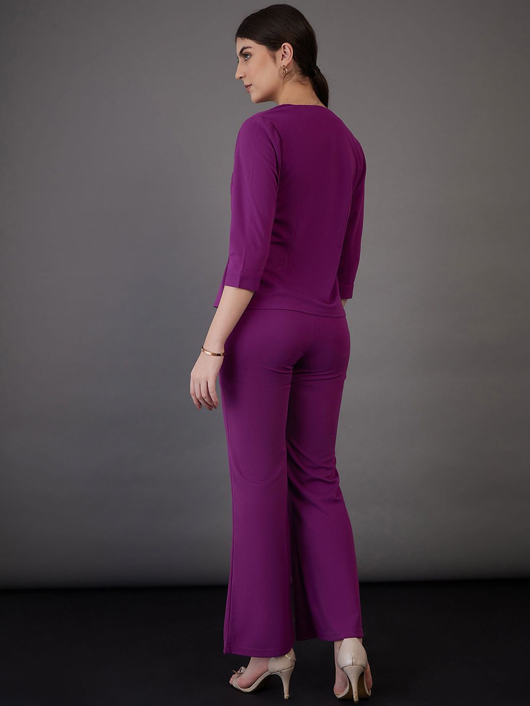 SASSAFRAS worklyf Asymmetric Wrap Top With Bell Bottom Trousers