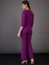 SASSAFRAS worklyf Asymmetric Wrap Top With Bell Bottom Trousers