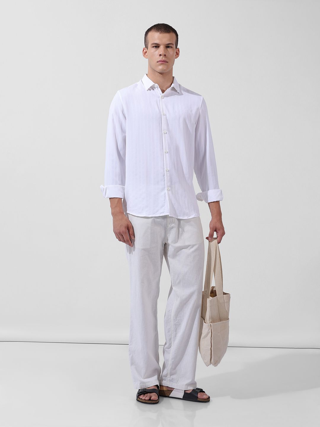 The Indian Garage Co Men Regular Fit Textured Resort Wear Shirt