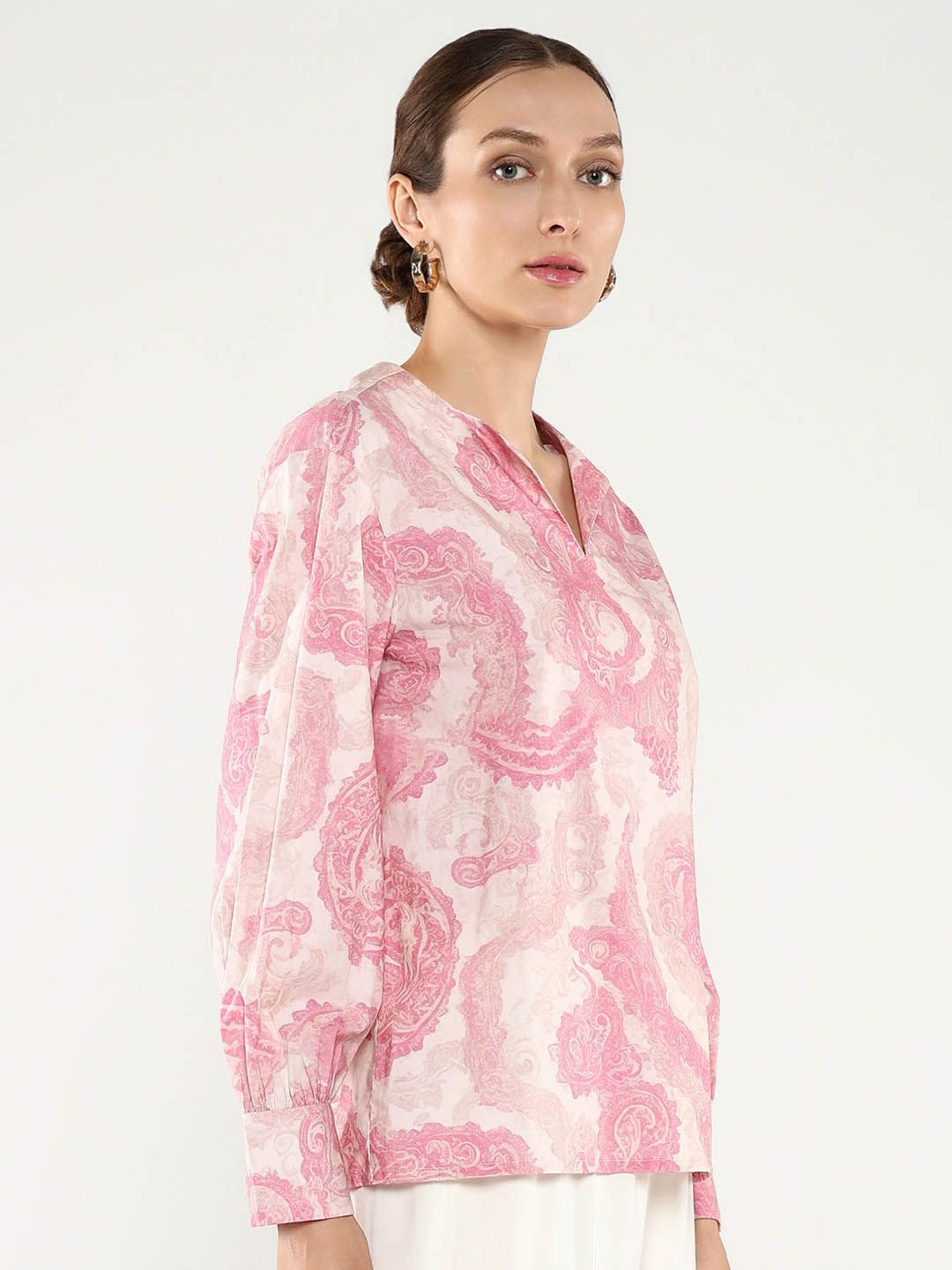 RAREISM Ethnic Printed Round Neck Cotton Top