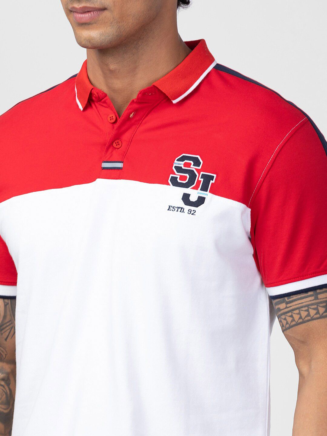 SPYKAR Men Colourblocked Polo Collar Slim Fit T-shirt