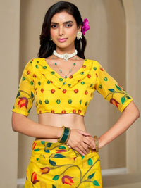KALINI Yellow Pure Cotton Woven Design Sarees