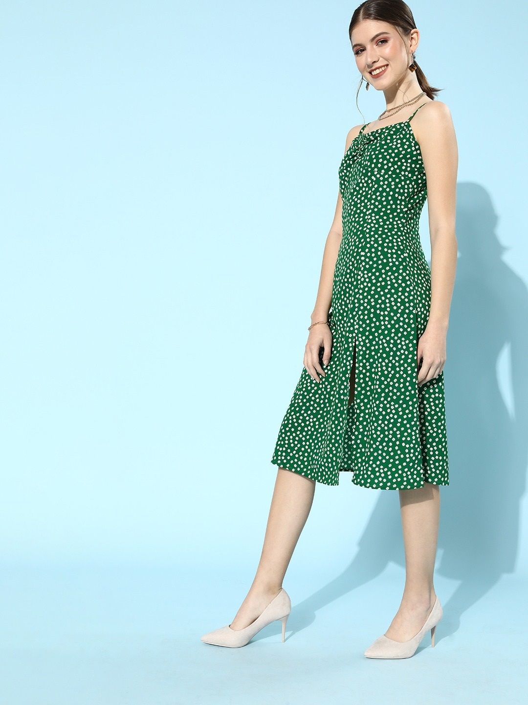 Berrylush Women Gorgeous Green Floral Dress