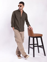 Bene Kleed Spread Collar Cotton Linen Regular Fit Casual Shirt