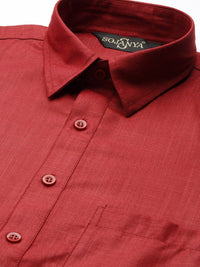SOJANYA Men Maroon Solid Pathani Kurta