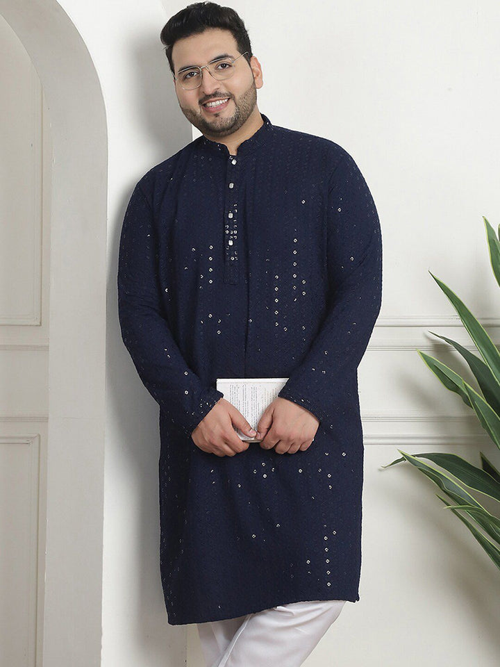 SOJANYA PLUS Kurta Lurus Kapas Sulam Bersulam Geometrik