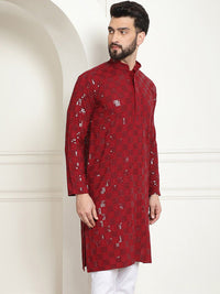 SOJANYA Kurta Kapas Tulen Sulam Geometrik Labuci