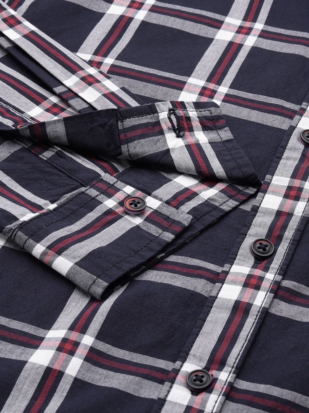 The Indian Garage Co Pure Cotton Slim Fit Tartan Checks Casual Shirt