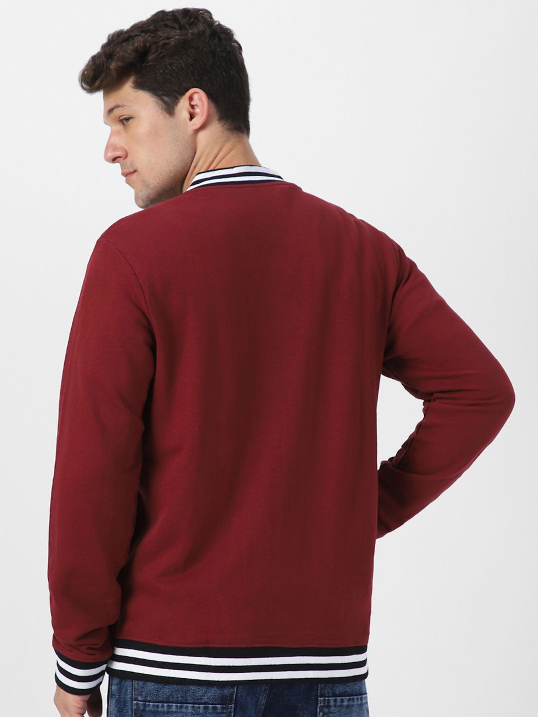 Urbano Fashion Men Cotton Zippered Varsity Jacket