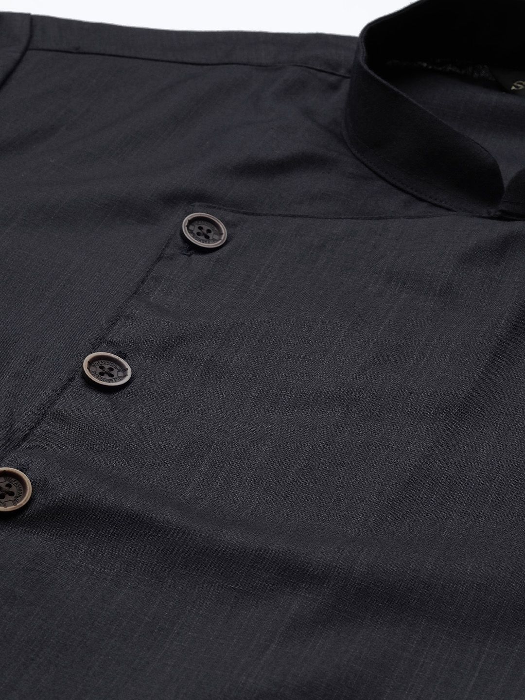 SOJANYA Lelaki Navy Blue Solid Kurta Lurus