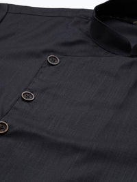 SOJANYA Lelaki Navy Blue Solid Kurta Lurus