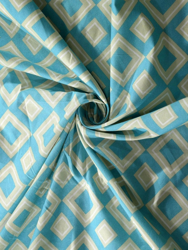 Myntra Elegant Homes Turquoise Blue Geometric 300 TC Single Bedsheet with 1 Pillow Covers