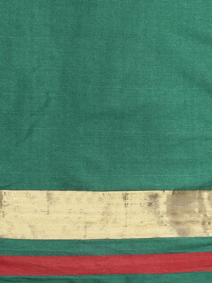 Saree mall Green & Red Solid Saree