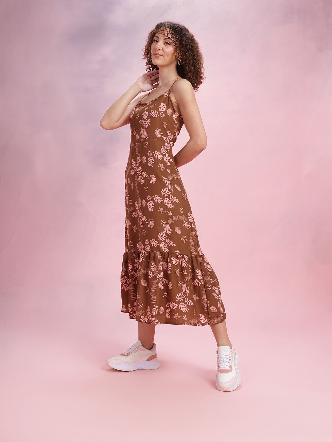 DressBerry Floral Print A-Line Midi Dress