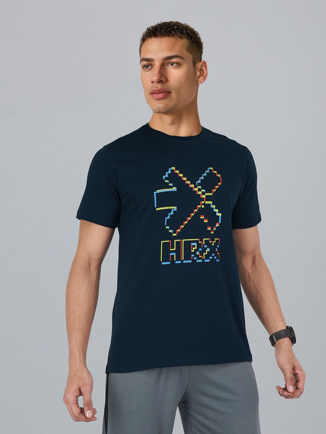 HRX by Hrithik Roshan Men Brand Logo Printed Pure Cotton T-shirt