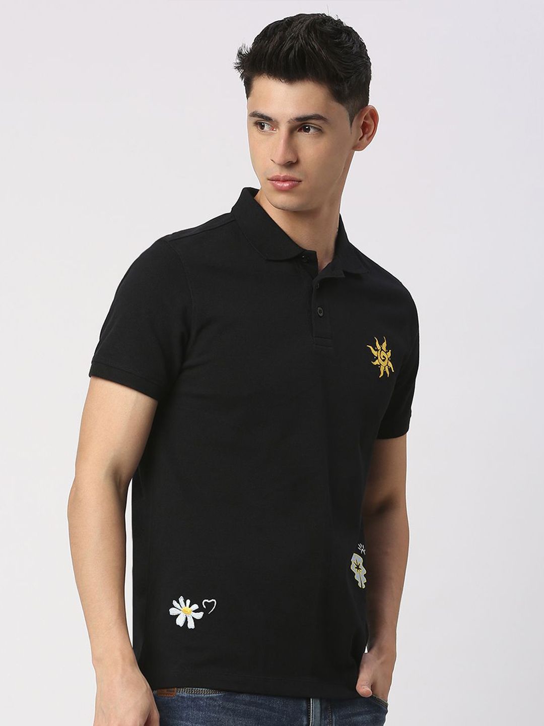 Being Human Men Polo Collar Solid T-shirt