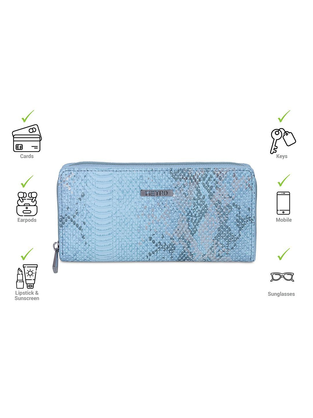 Metro Women Textured Zip Around Wallet