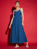 Tali bahu biru Sassafras Pakaian A-Line