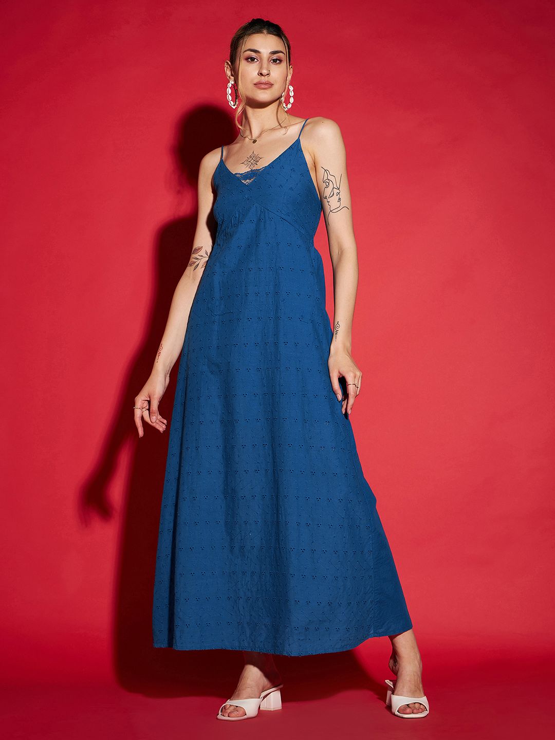 Tali bahu biru Sassafras Pakaian A-Line