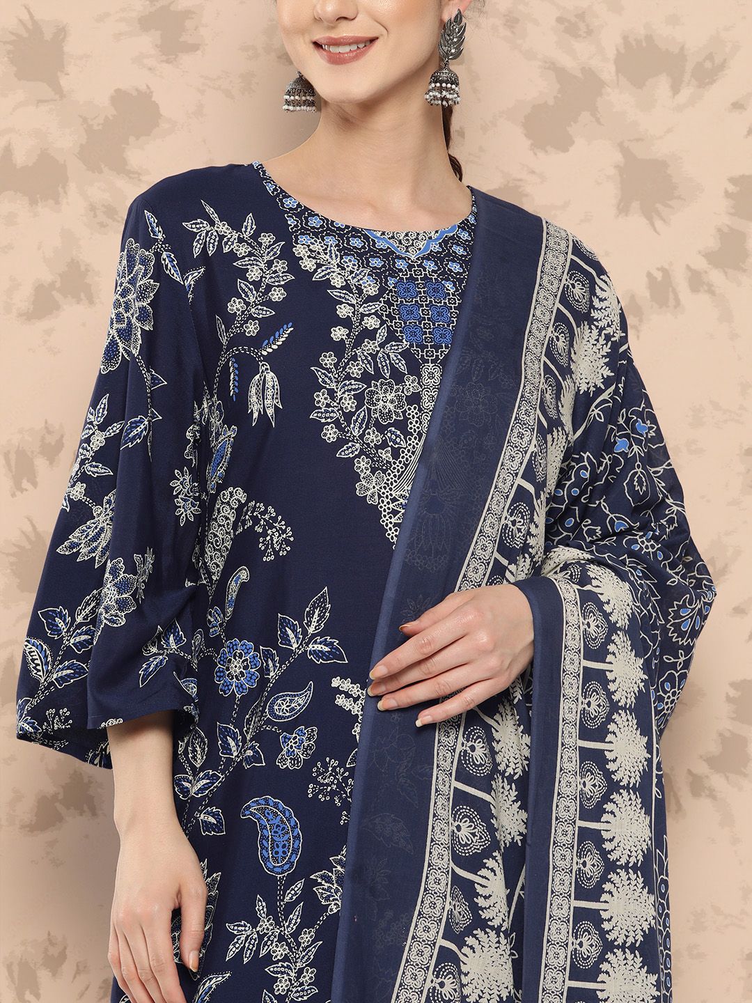 Anouk Ethnic Motifs Printed Kurta with Trousers & Dupatta