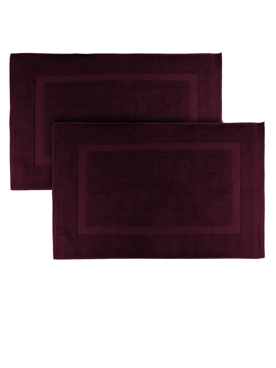 MYTRIDENT Burgundy Set of 2 Super Absorbent 800 GSM Cotton Bath Mat