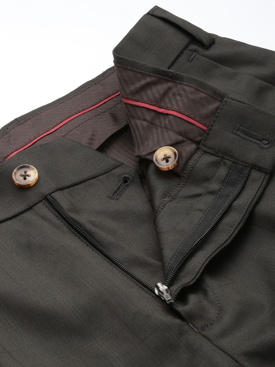 Raymond Men Checked Slim Fit Formal Trousers