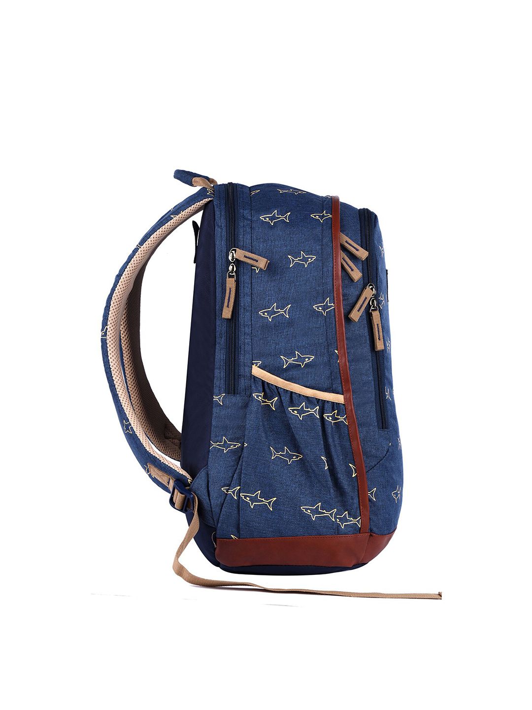 Gear Unisex Blue & Beige Graphic Printed Backpack With Rain Cover