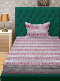 Moda Rapido X KLOTTHE Pink Floral 400 TC Single Bedsheet with 1 Pillow Covers