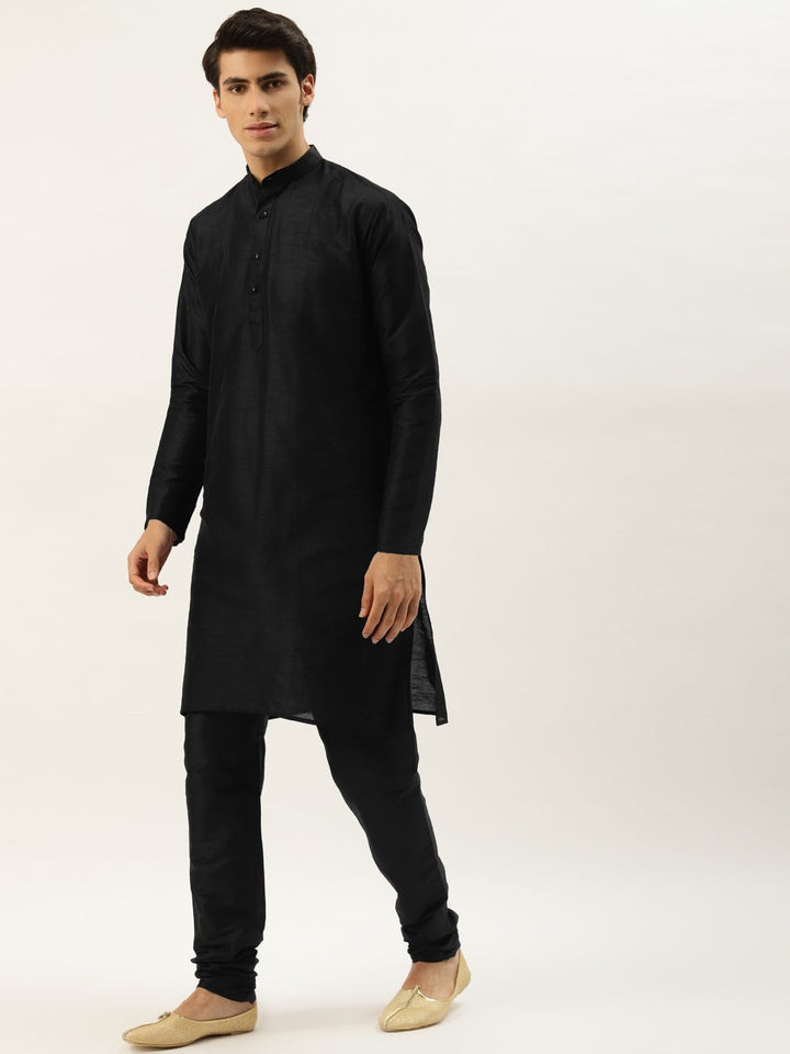 SOJANYA Kurta Hitam Lelaki dengan Jaket Churidar & Nehru