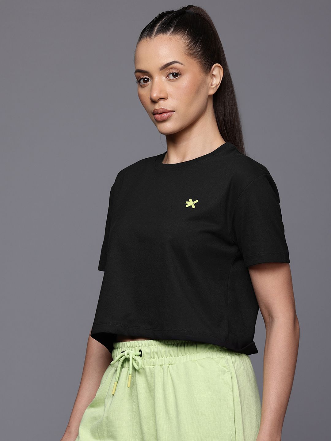 HRX by Hrithik Roshan Typography Print Crop T-shirt