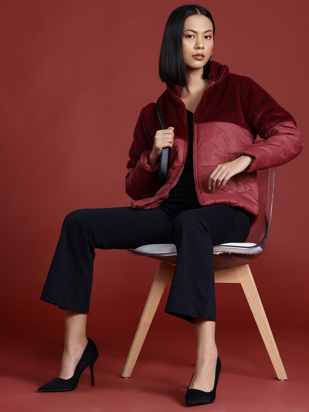 all about you Faux-Fur Detail Padded Jacket