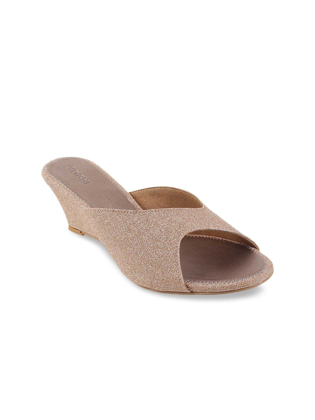 Mochi Women Gold-Toned Solid Sandals