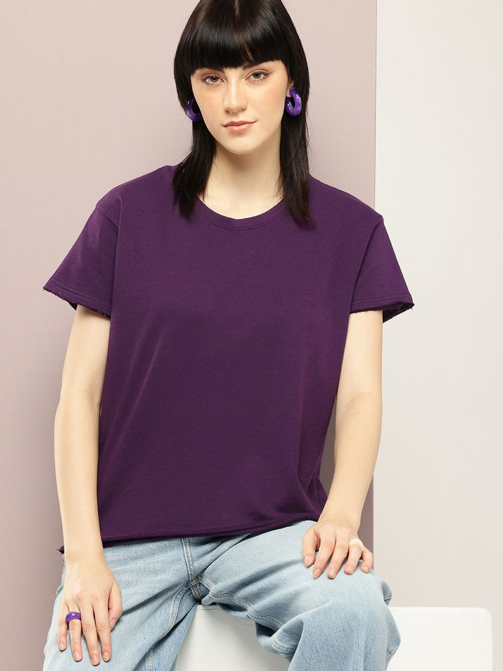 DILLINGER Women Ultra Soft Drapey Cotton Crew Neck Boxy T-Shirt