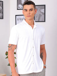 The Indian Garage Co Men Slim Fit Textured Terry Knit Resortwear Shirt