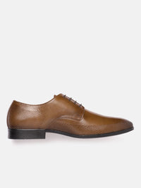 House of Pataudi Men Textured Detail Formal Derbys
