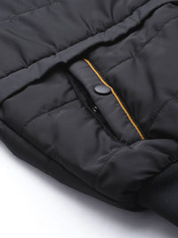 The Indian Garage Co Men Slim Fit Zip-Front Puffer Jacket with Hood