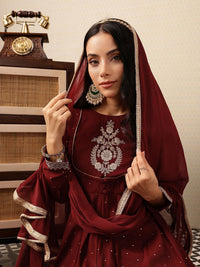 House of Pataudi Embroidered Anarkali Jashn Kurta with Palazzos & Dupatta