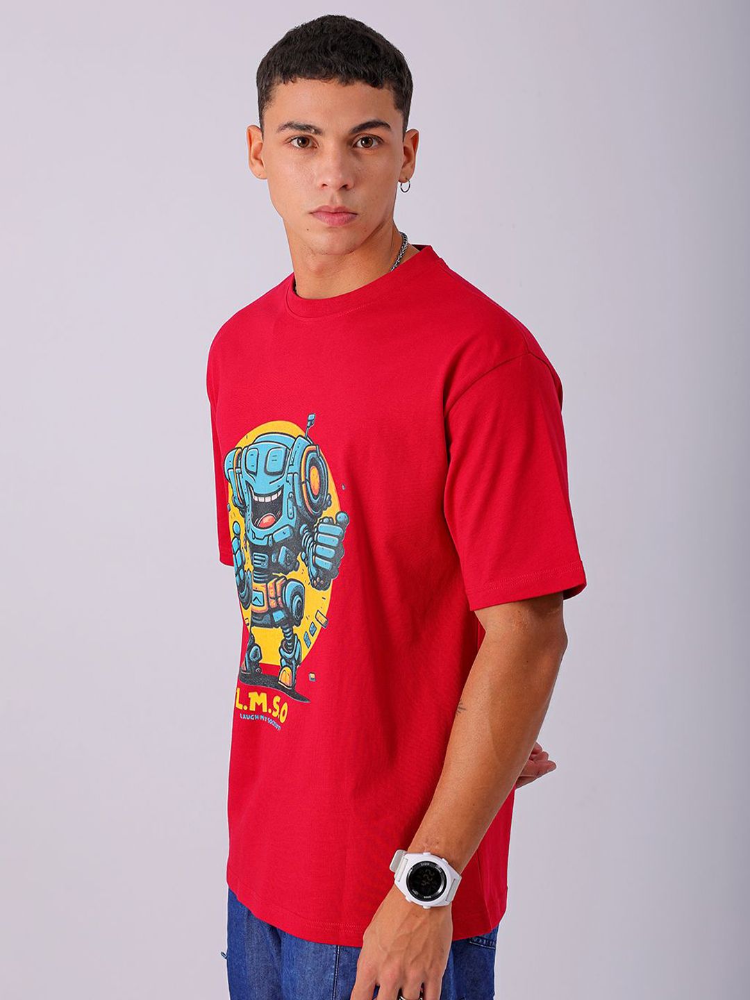 The Indian Garage Co Men Typography Printed Boxy Oversized T-shirt