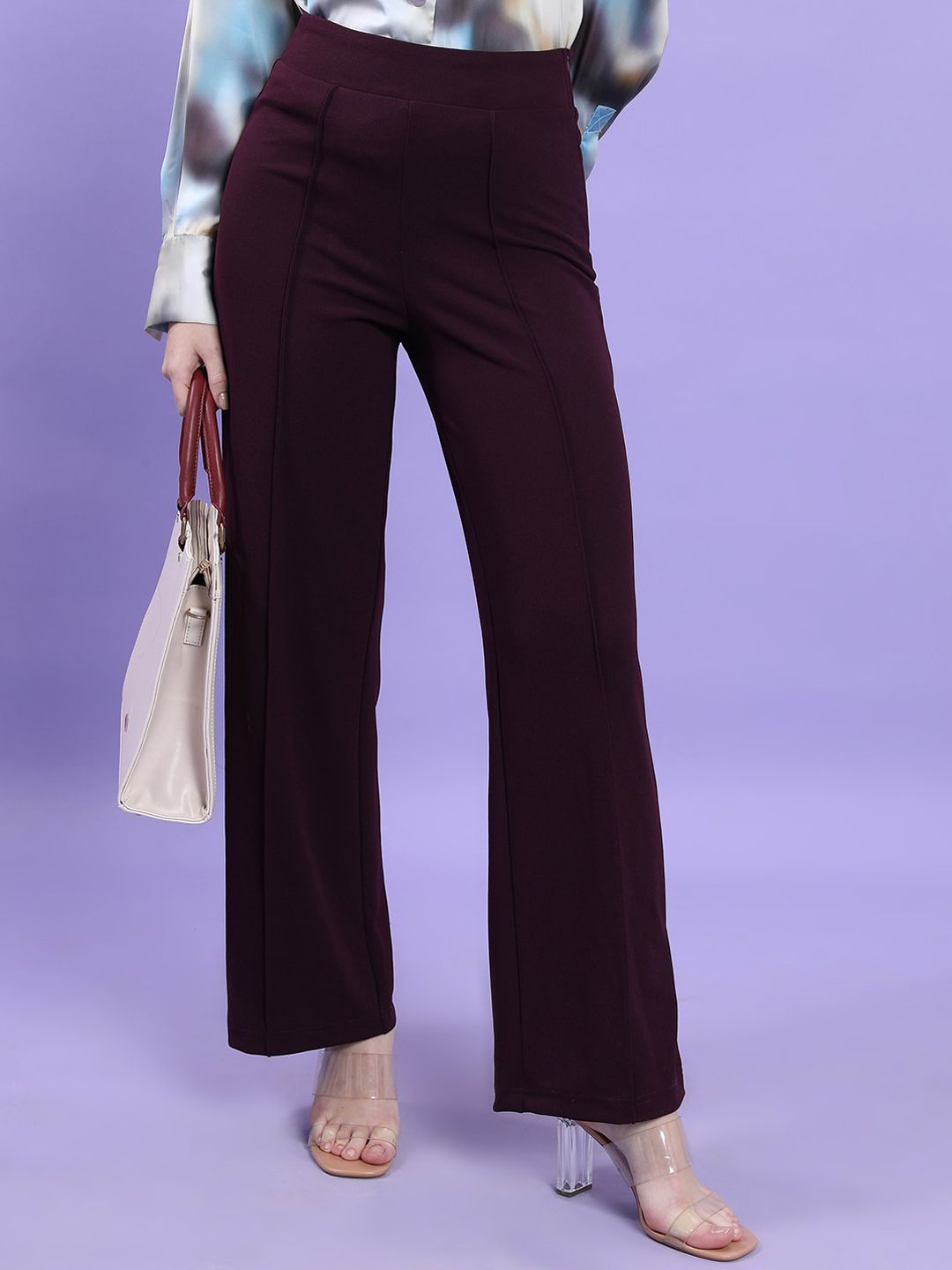 CHIC BY TOKYO TALKIES Women Flared Fit High-Rise Parallel Trousers