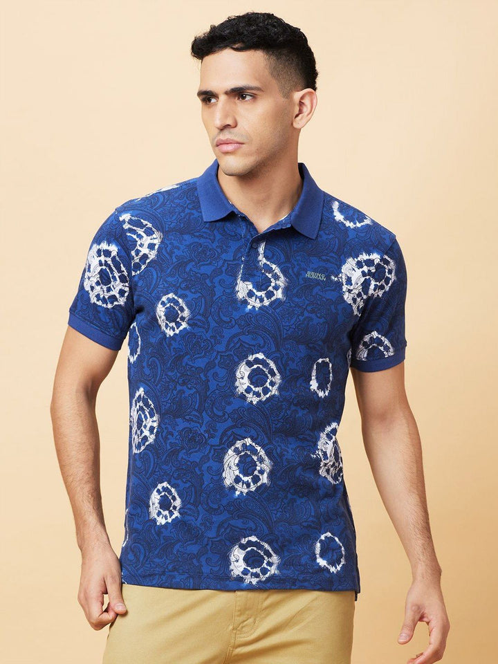 Being Human Men Floral Printed Polo Collar T-shirt