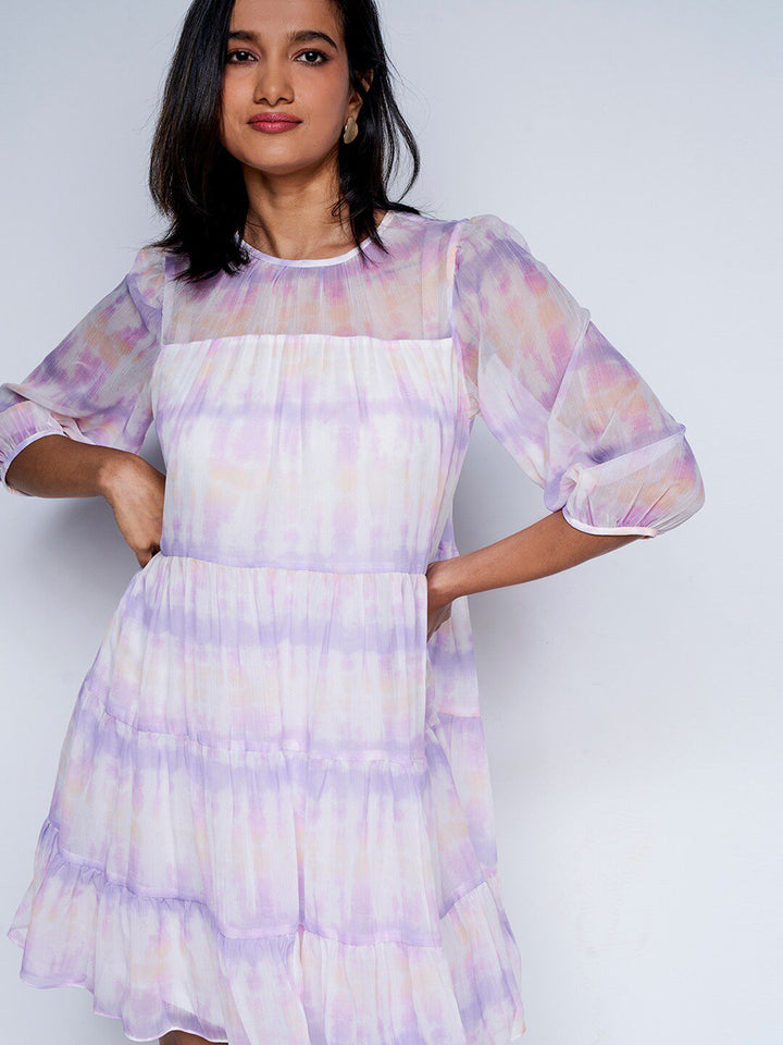 AND Tie & Dye Gathered Detailed Tiered A-Line Dress