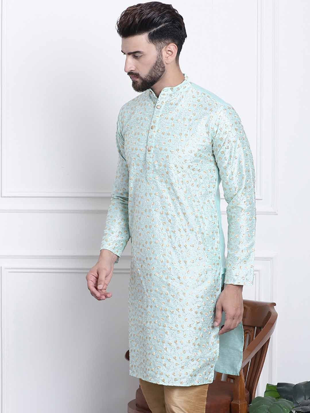 SOJANYA Kurta Lurus Kolar Mandarin Sulam Bunga
