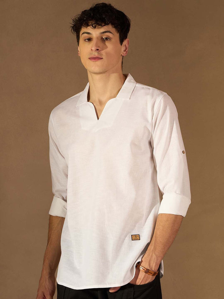 Dennison Men White Comfort Fit kurta