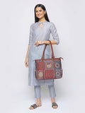 ZOUK Brown Ethnic Motifs Printed Laptop Structured Shoulder Bag