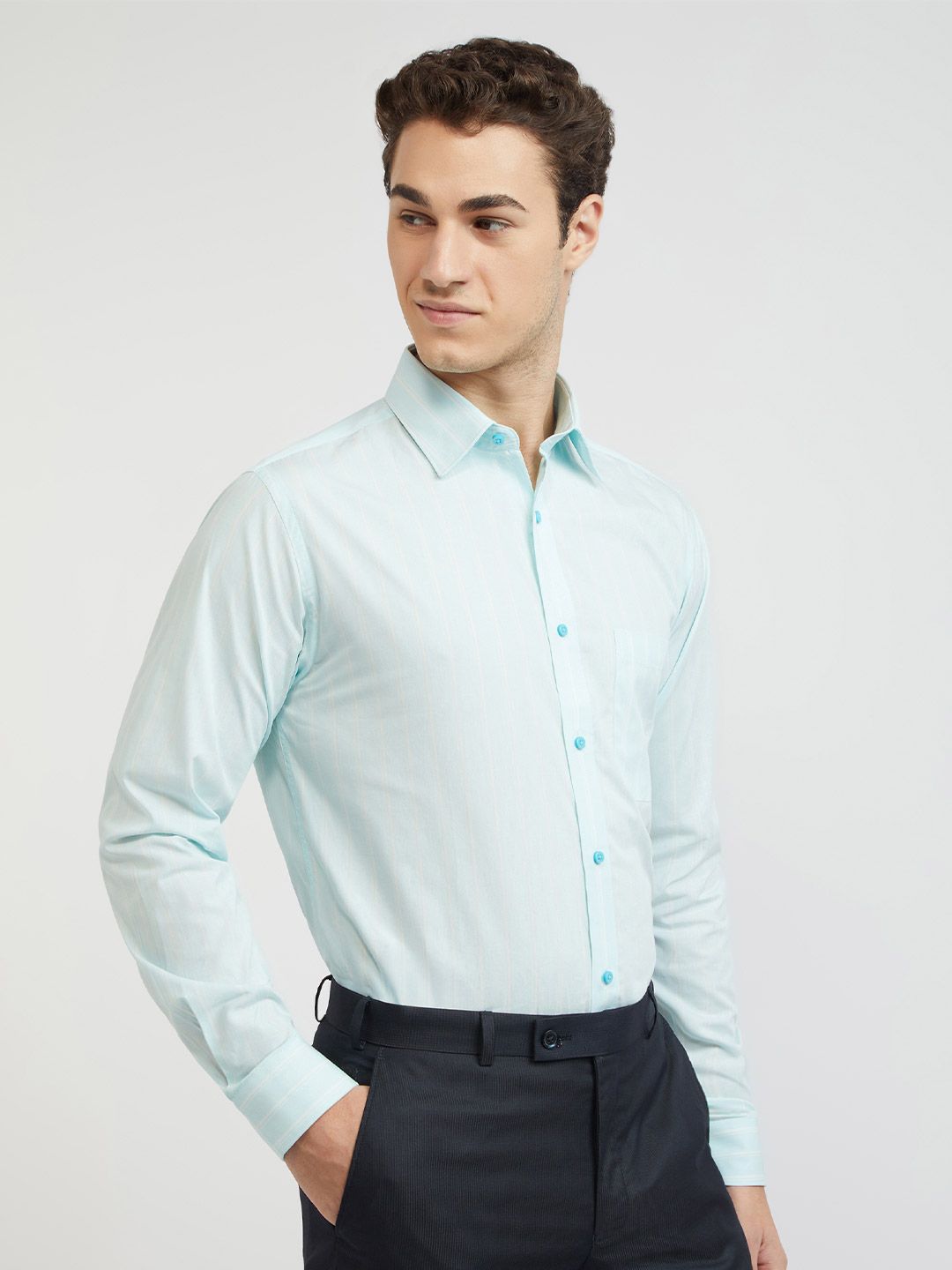 Raymond Pure Cotton Slim Fit Striped Formal Shirt